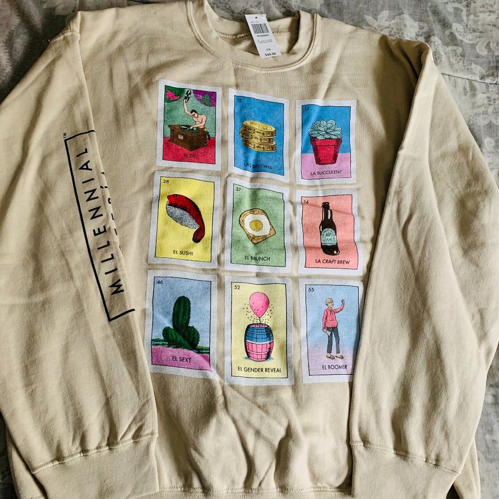 BoxLunch Millennial Loteria Sweatshirt (Sz:Large) w/tags